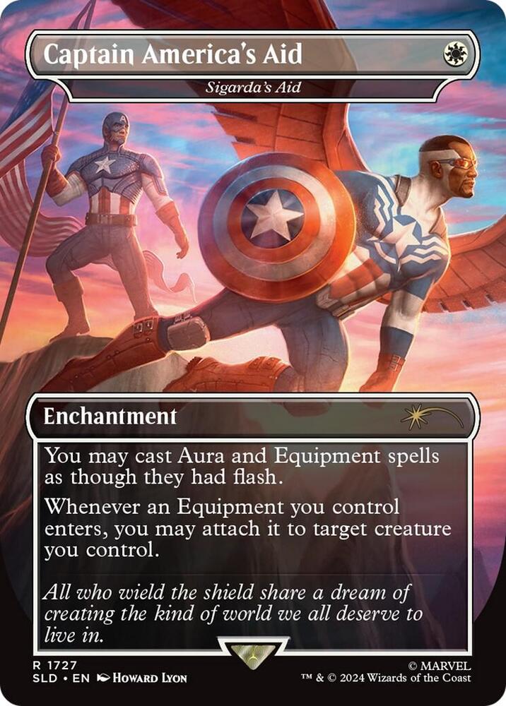 Captain America's Aid // Sigarda's Aid 1727 (Secret Lair Drop Series)  - Borderless Foil | Good Games North