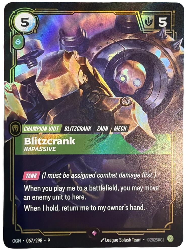 Blitzcrank - Impassive 067/298 (Riftbound Organized Play Promotional Cards)  - Foil | Good Games North