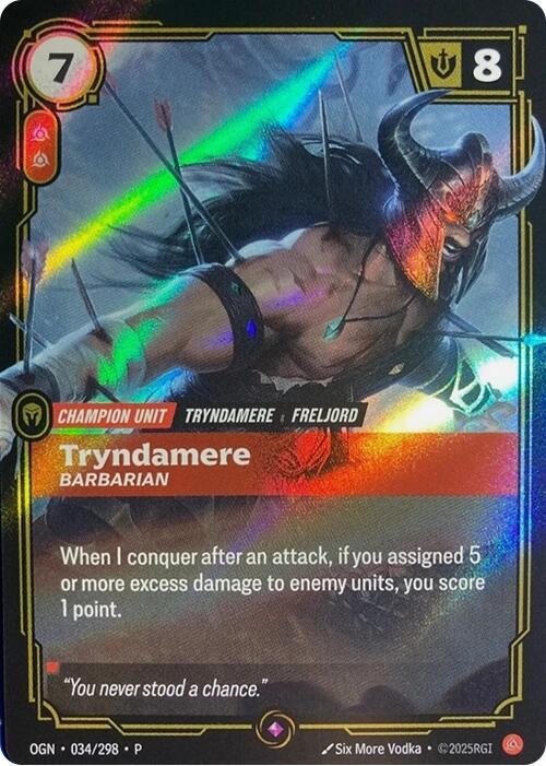 Tryndamere - Barbarian 034/298 (Riftbound Organized Play Promotional Cards)  - Foil | Good Games North