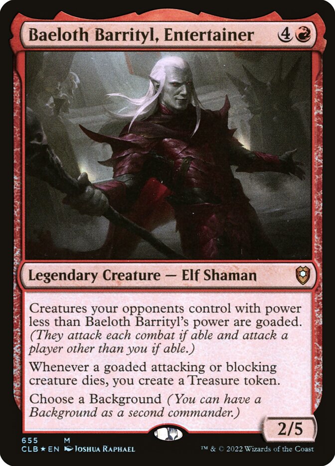 Baeloth Barrityl, Entertainer (Commander Legends: Battle for Baldur's Gate)  - Foil | Good Games North