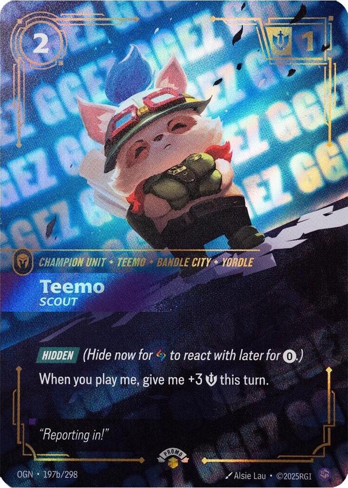 Teemo - Scout 197b/298 (Riftbound Organized Play Promotional Cards)  - Foil | Good Games North