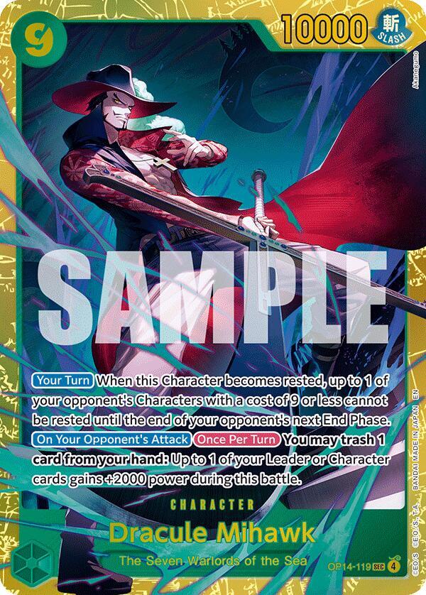 Dracule Mihawk OP14-119 (The Azure Sea's Seven)  - Foil | Good Games North
