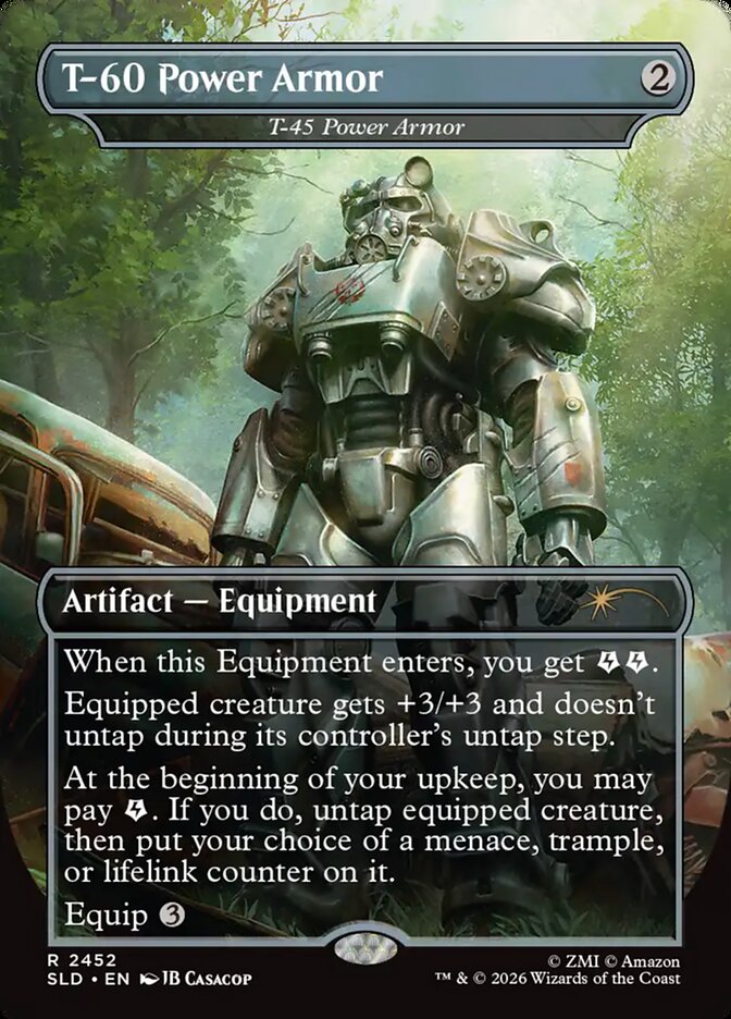 T-60 Power Armor // T-45 Power Armor 2452 (Secret Lair Drop Series)  - Borderless Foil | Good Games North