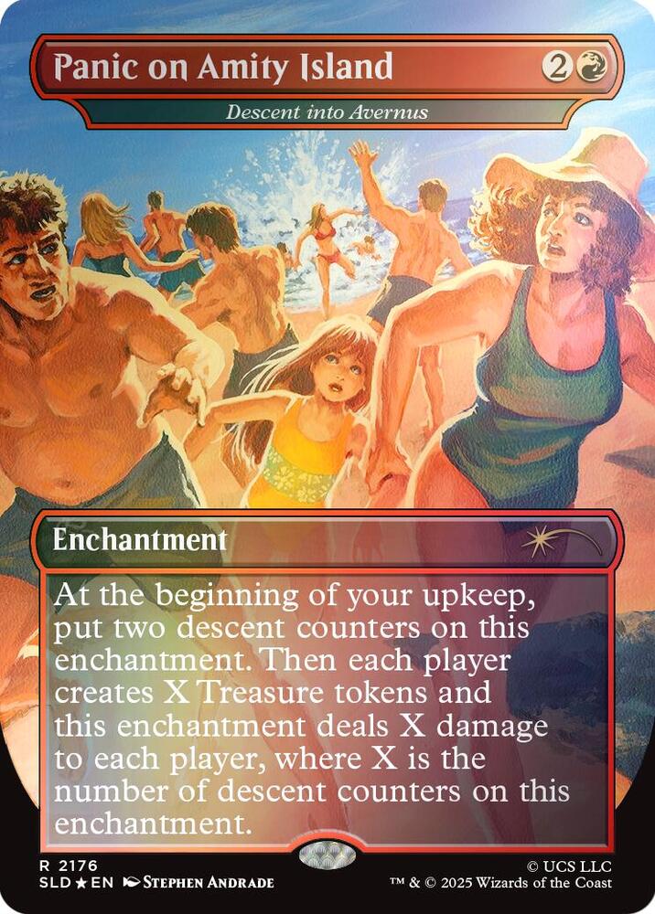 Panic on Amity Island // Descent into Avernus 2176 (Secret Lair Drop Series)  - Borderless Rainbow Foil | Good Games North