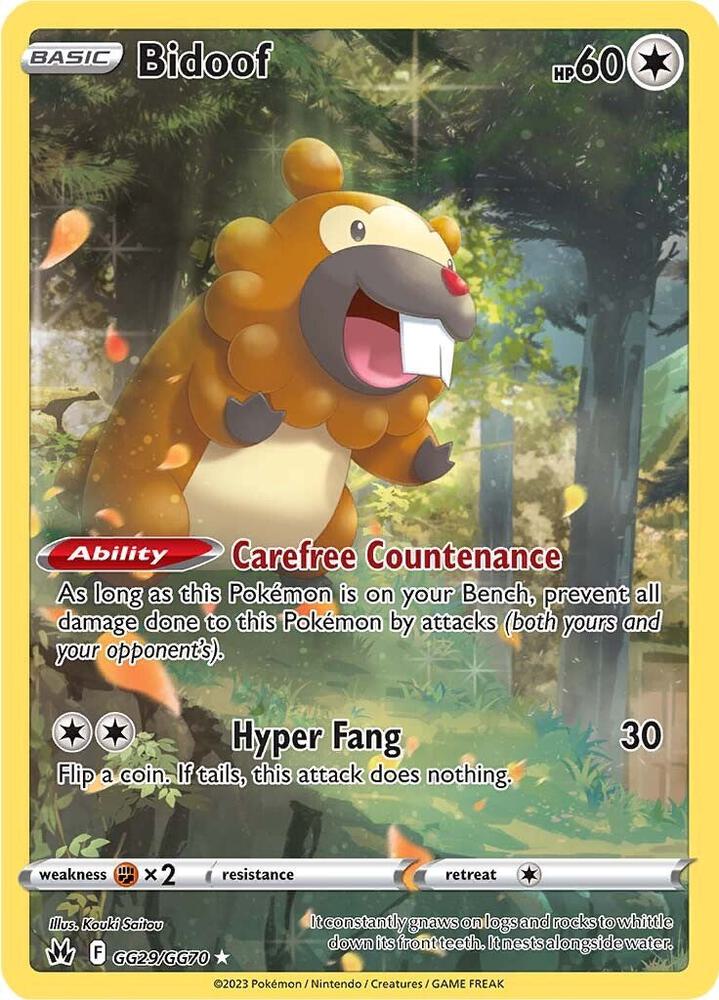 Bidoof GG29/GG70 (SWSH: Crown Zenith: Galarian Gallery)  - Holofoil | Good Games North