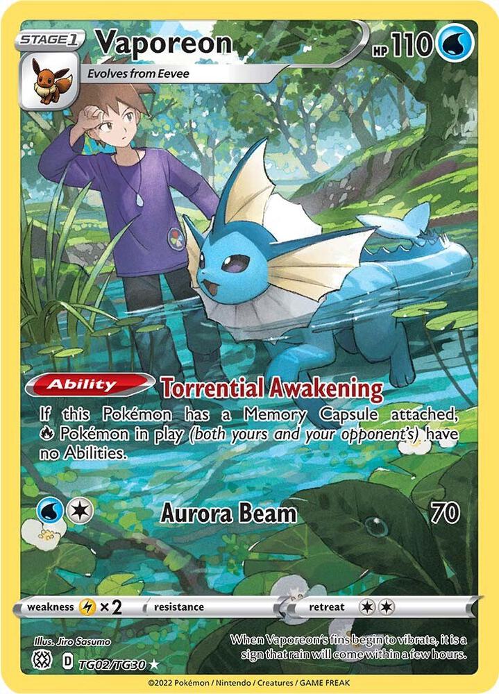 Vaporeon TG02/TG30 (SWSH09: Brilliant Stars Trainer Gallery)  - Holofoil | Good Games North