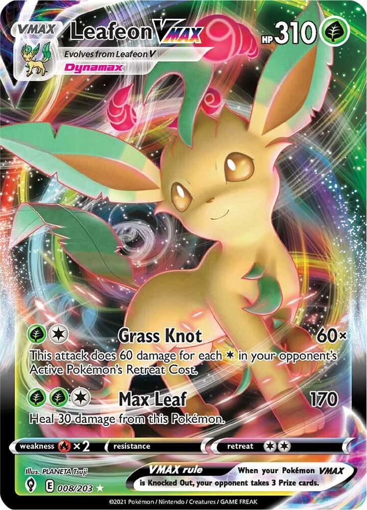 Leafeon VMAX 008/203 (SWSH07: Evolving Skies)  - Holofoil | Good Games North