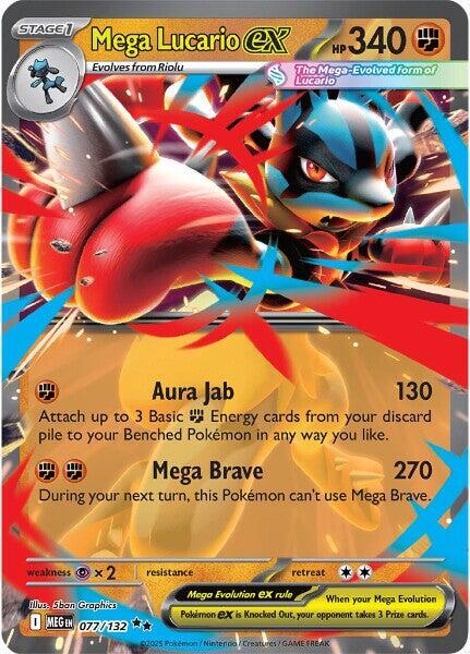 Mega Lucario ex 077/132 (ME01: Mega Evolution)  - Holofoil | Good Games North