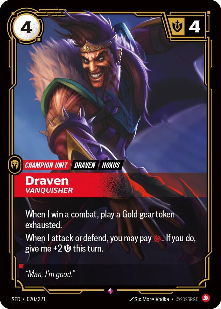 Draven - Vanquisher 020/221 (Spiritforged)  - Foil | Good Games North