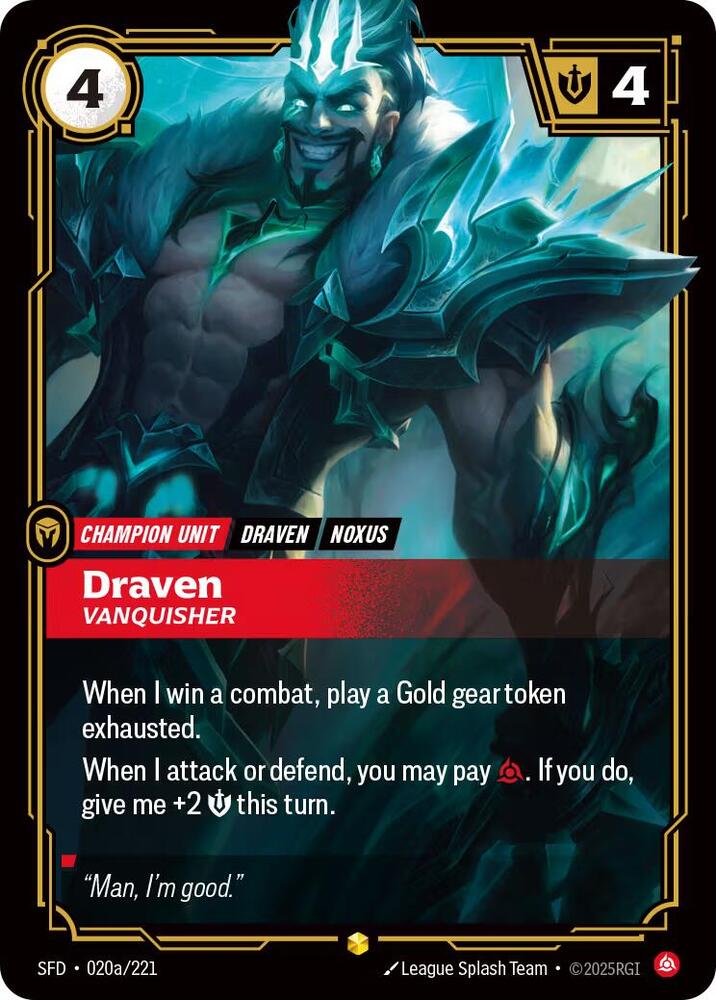 Draven - Vanquisher 020a/221 (Spiritforged)  - Foil | Good Games North