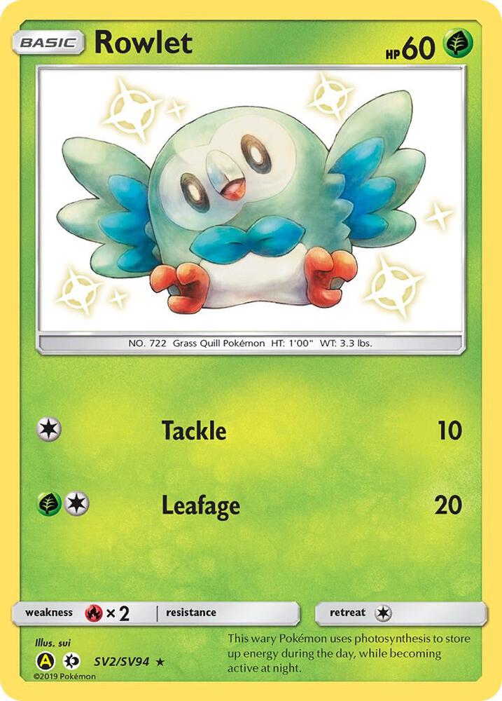 Rowlet SV2/SV94 (Hidden Fates: Shiny Vault)  - Holofoil | Good Games North