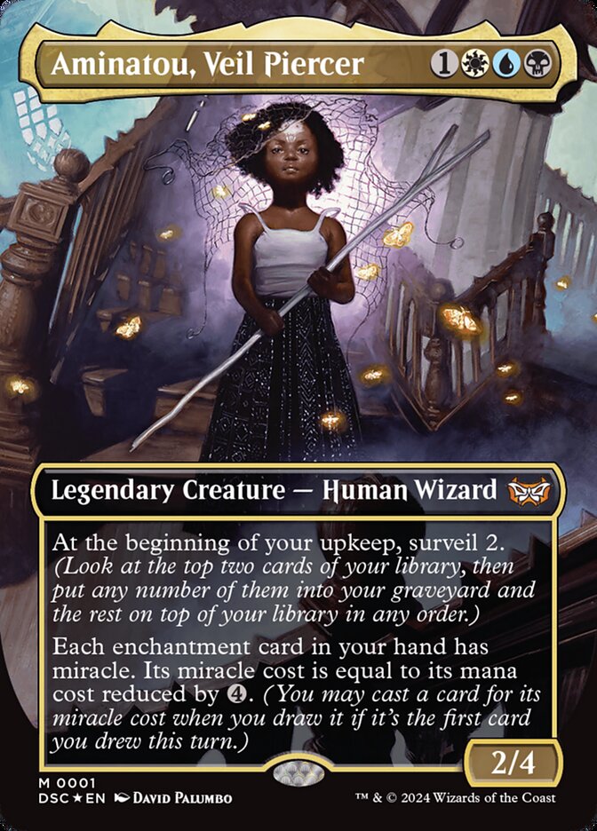 Aminatou, Veil Piercer 1 (Commander: Duskmourn: House of Horror)  - Borderless Foil | Good Games North