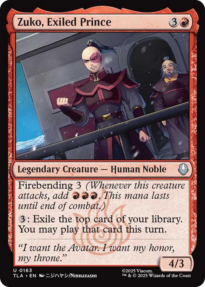 Zuko, Exiled Prince 163/286 (Avatar: The Last Airbender)  - Foil | Good Games North