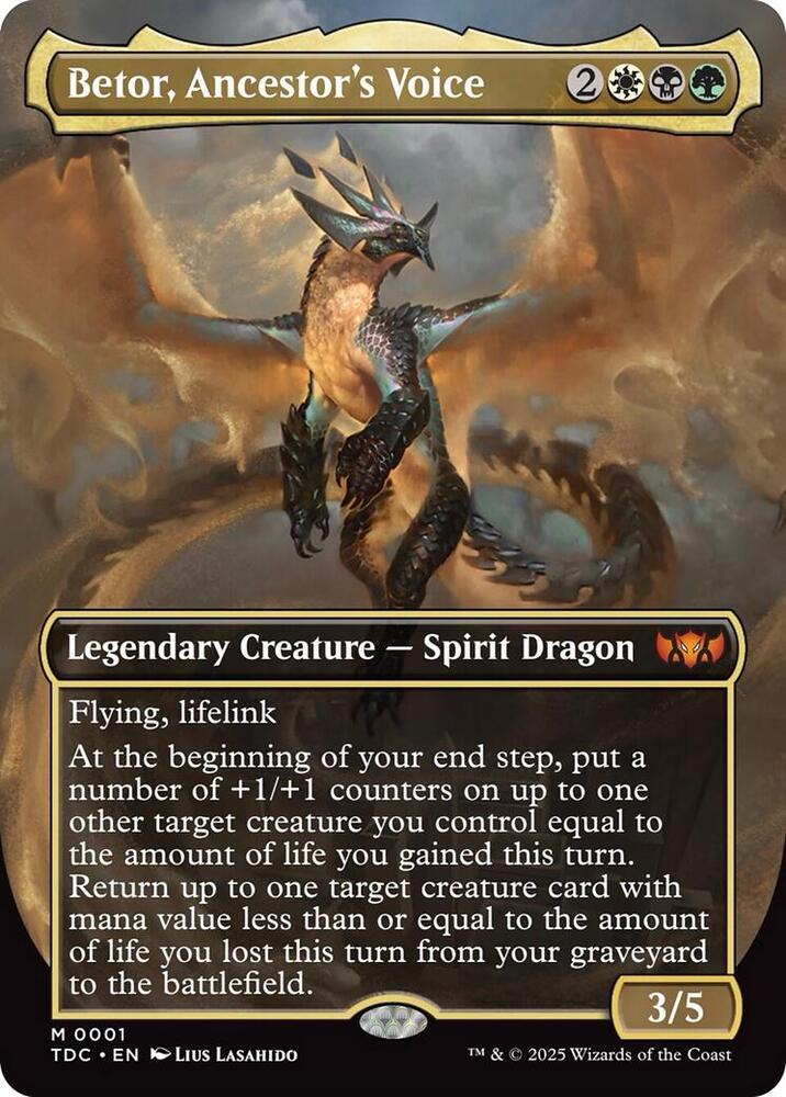 Betor Ancestor's Voice 1 (Commander: Tarkir: Dragonstorm)  - Borderless Foil | Good Games North