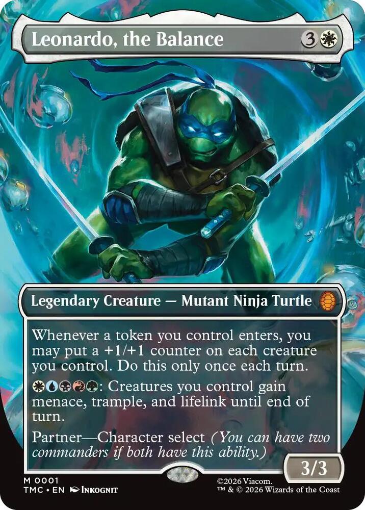 Leonardo the Balance 0001 Borderless 1 (Commander: Teenage Mutant Ninja Turtles)  - Foil | Good Games North