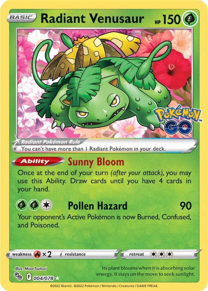 Radiant Venusaur 004/078 (Pokemon GO)  - Holofoil | Good Games North