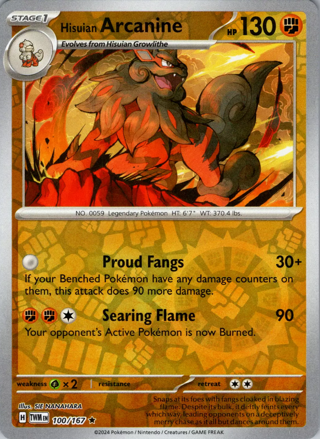 Hisuian Arcanine (100/167) [Scarlet & Violet: Twilight Masquerade] | Good Games North