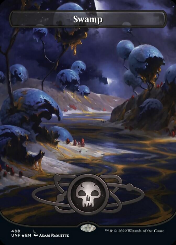 Swamp (488) (Planetary Space-ic Land) (Galaxy Foil) [Unfinity] | Good Games North