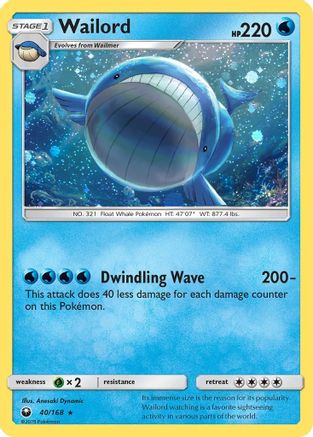 Wailord (40/168) (Cosmos Holo) [Sun & Moon: Celestial Storm] | Good Games North