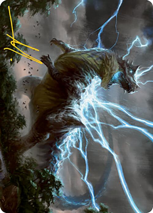 Thrasta, Tempest's Roar Art Card (41) (Gold-Stamped Signature) [Modern Horizons 2 Art Series] | Good Games North