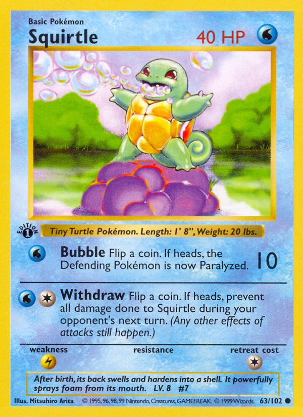 Squirtle (63/102) (Shadowless) [Base Set 1st Edition] | Good Games North