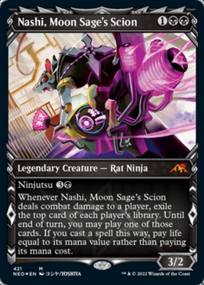 Nashi, Moon Sage's Scion (Showcase) (Foil Etched) [Kamigawa: Neon Dynasty] | Good Games North