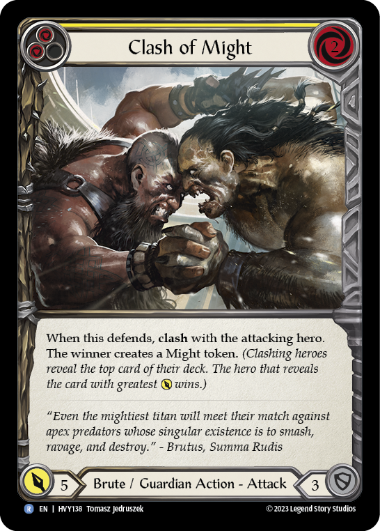 Clash of Might (Yellow) [HVY138] (Heavy Hitters)  Rainbow Foil | Good Games North