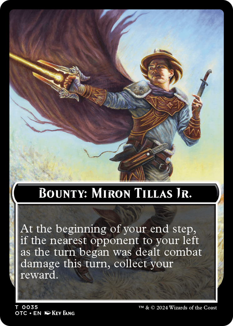 Bounty: Miron Tillas Jr. // Bounty Rules Double-Sided Token [Outlaws of Thunder Junction Commander Tokens] | Good Games North