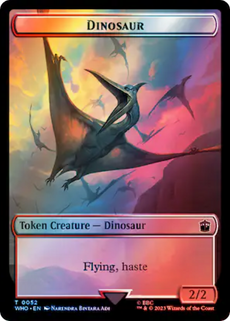 Human Rogue // Dinosaur Double-Sided Token (Surge Foil) [Doctor Who Tokens] | Good Games North