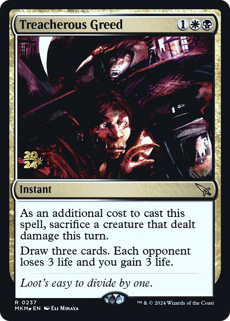 Treacherous Greed [Murders at Karlov Manor Prerelease Promos] | Good Games North