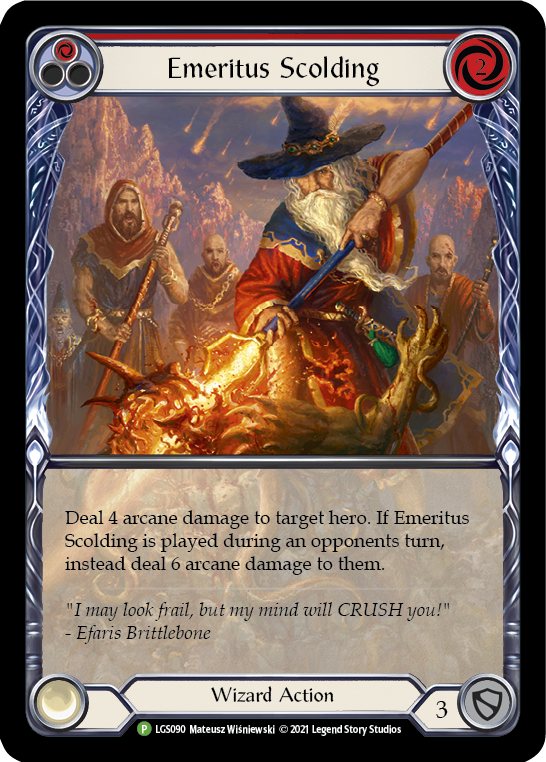 Emeritus Scolding (Red Extended Art) [LGS090] (Promo)  Rainbow Foil | Good Games North