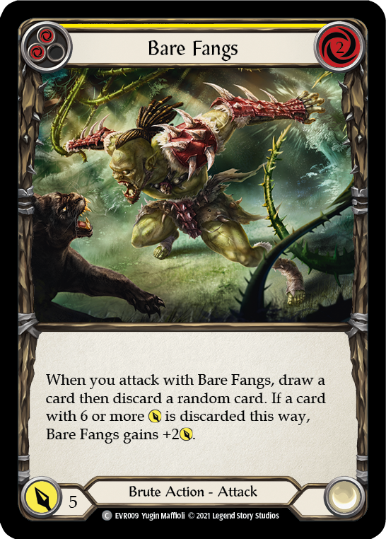Bare Fangs (Yellow) [EVR009] (Everfest)  1st Edition Rainbow Foil | Good Games North