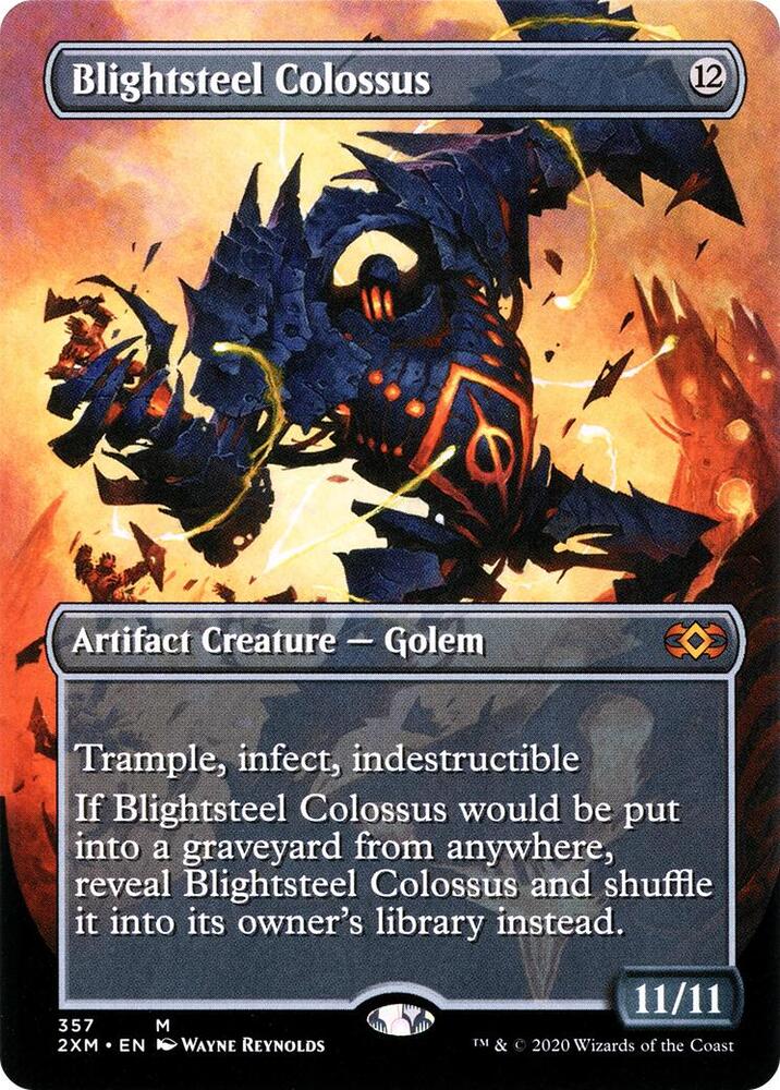 Blightsteel Colossus 357 (Double Masters)  - Borderless Foil | Good Games North