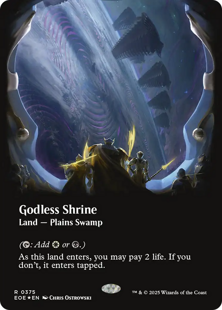 Godless Shrine (Borderless) (Galaxy Foil) [Edge of Eternities] | Good Games North