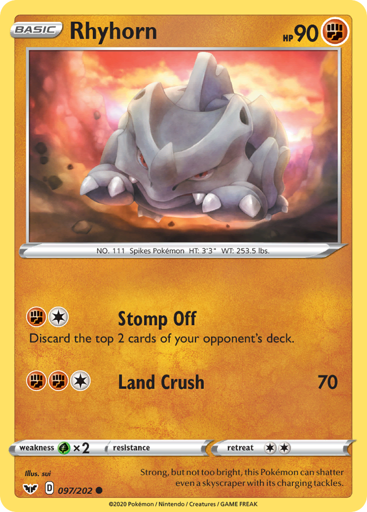 Rhyhorn (097/202) [Sword & Shield: Base Set] | Good Games North