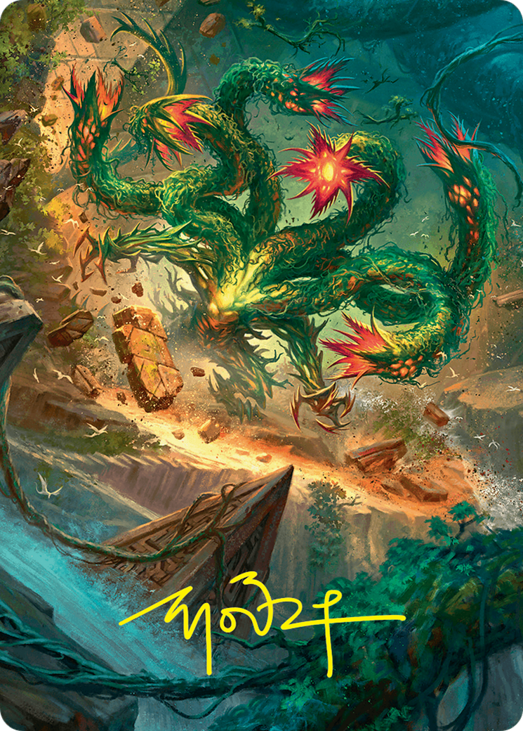 Mossborn Hydra Art Card (42/54) (Gold-Stamped Signature) [Foundations Art Series] | Good Games North