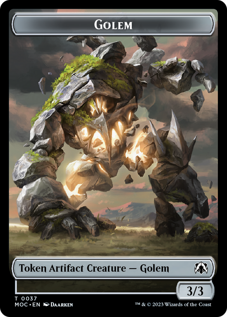 Golem // Clue Double-Sided Token [March of the Machine Commander Tokens] | Good Games North