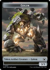 Golem // Clue Double-Sided Token [March of the Machine Commander Tokens] | Good Games North