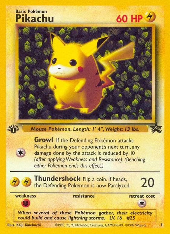 Pikachu (1) (1st Edition Misprint Promo) [Wizards of the Coast: Black Star Promos] | Good Games North