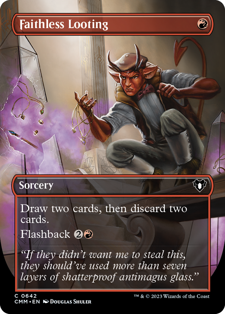 Faithless Looting (Borderless Alternate Art) [Commander Masters] | Good Games North
