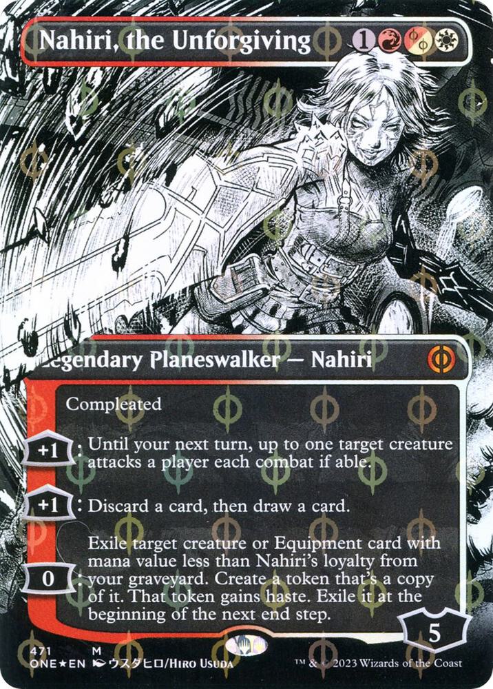 Nahiri the Unforgiving Borderless Step and Compleat Foil (Phyrexia: All Will Be One)  - Foil | Good Games North