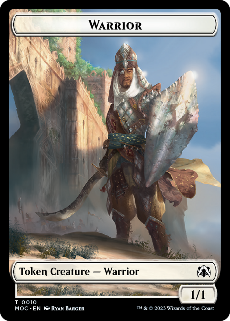 Warrior // Elspeth, Sun's Champion Emblem Double-Sided Token [March of the Machine Commander Tokens] | Good Games North