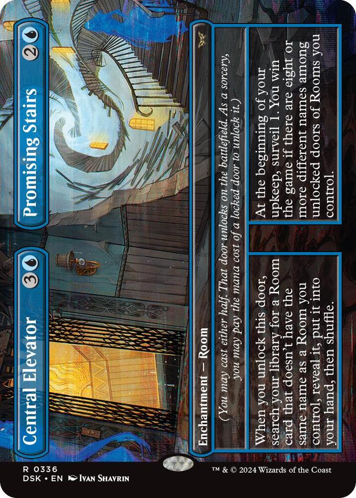 Central Elevator Promising Stairs Borderless (Duskmourn: House of Horror)  - Foil | Good Games North