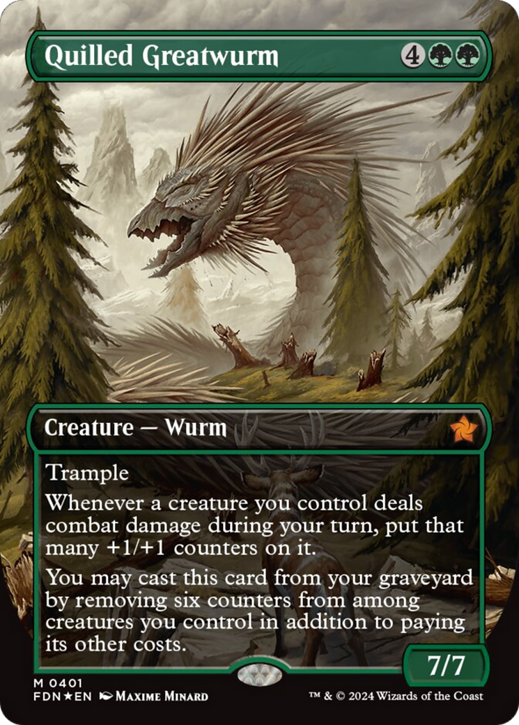 Quilled Greatwurm (Borderless) (Mana Foil) [Foundations] | Good Games North