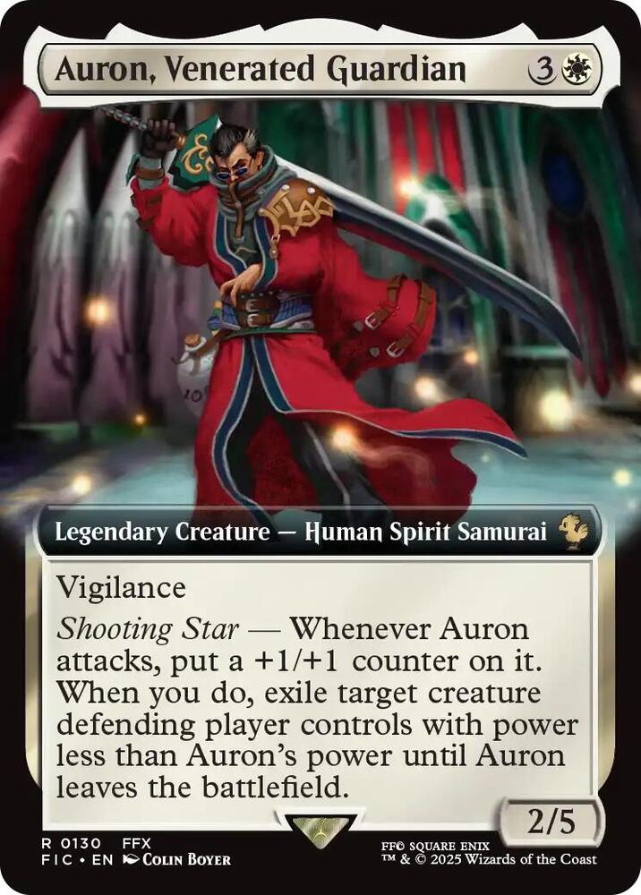 Auron, Venerated Guardian 130/100 (Commander: FINAL FANTASY)  - Extended Art Foil | Good Games North