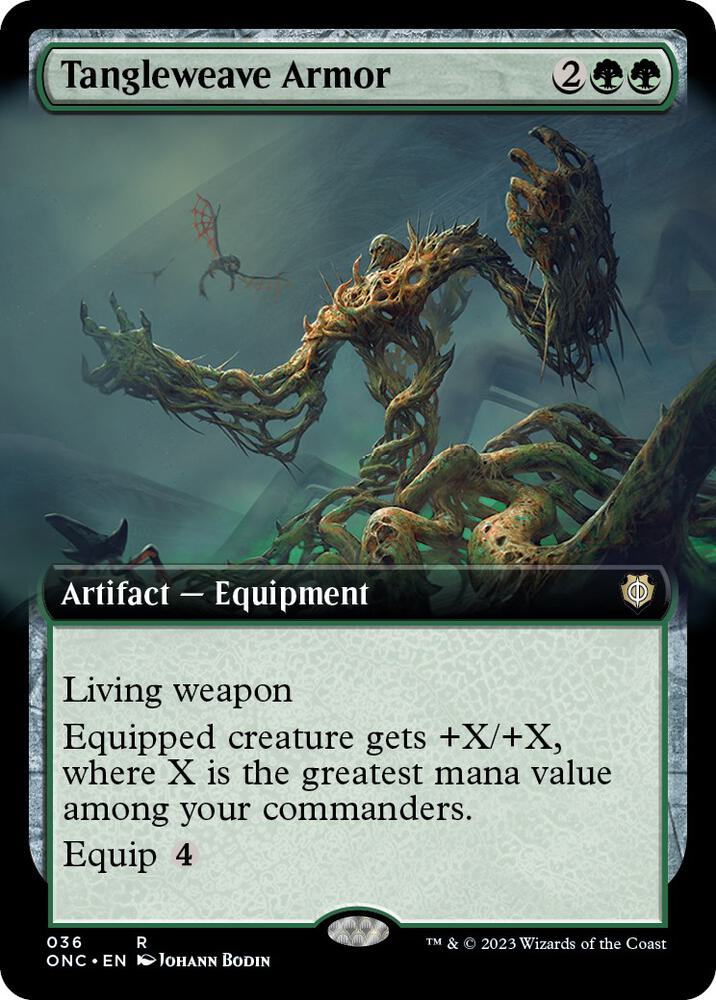 Tangleweave Armor Extended Art (Commander: Phyrexia: All Will Be One)  - Foil | Good Games North