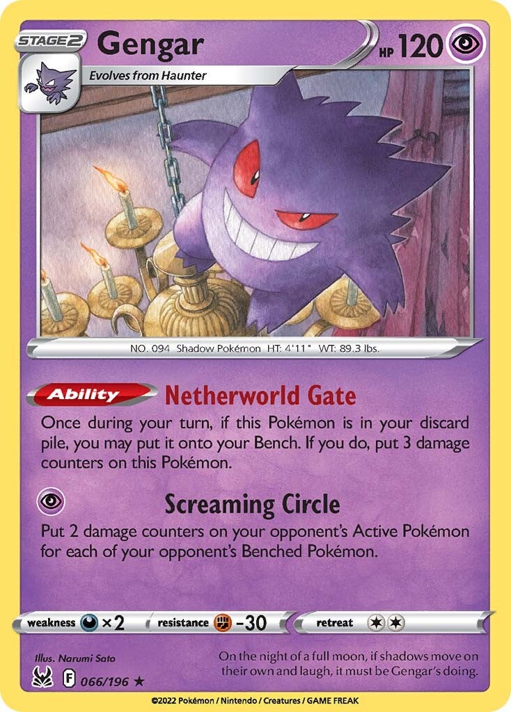 Gengar (066/196) (Theme Deck Exclusive) [Sword & Shield: Lost Origin] | Good Games North