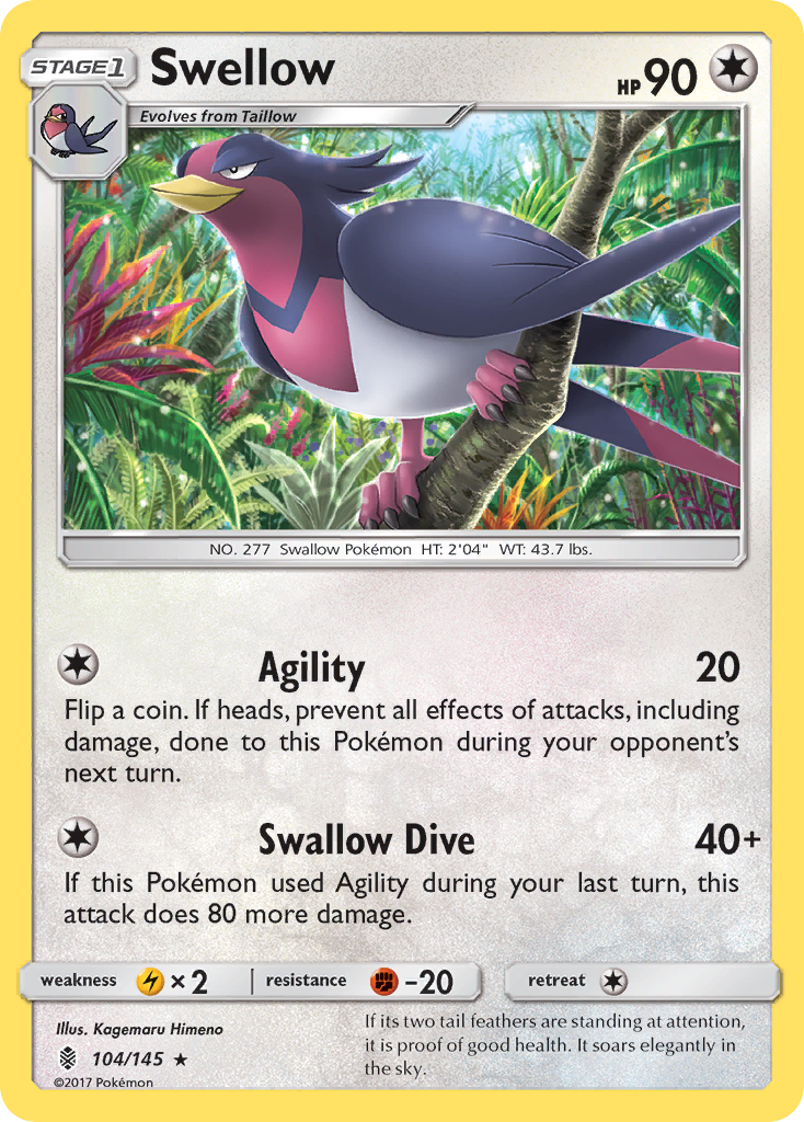 Swellow (104/145) [Sun & Moon: Guardians Rising] | Good Games North