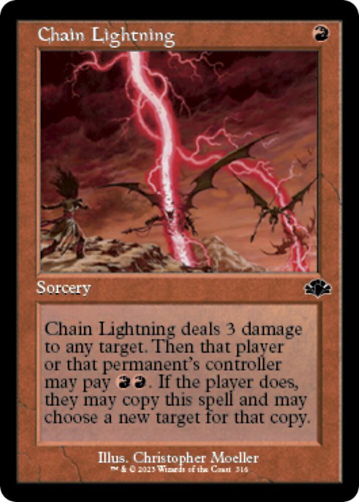 Chain Lightning Retro Frame (Dominaria Remastered)  - Foil | Good Games North