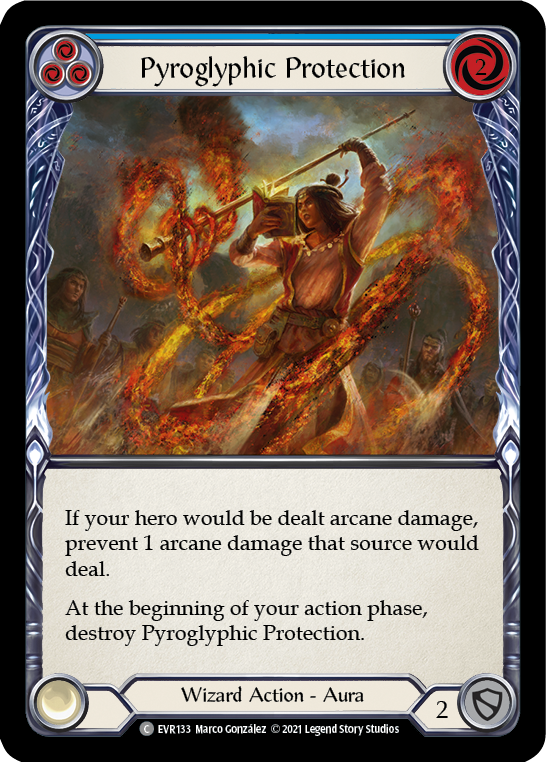 Pyroglyphic Protection (Blue) [EVR133] (Everfest)  1st Edition Rainbow Foil | Good Games North
